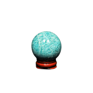 Amazonite Sphere with Wooden Stand (205g) – Calm, Communication & Heart‑Healing Crystal - Heavenly Crystals Online