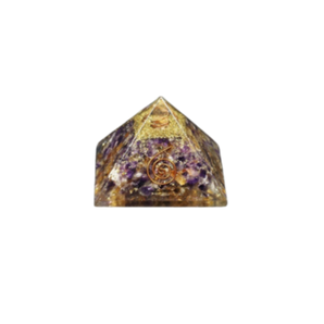 Amethyst, Citrine, Clear Quartz, Copper Orgonite Pyramid