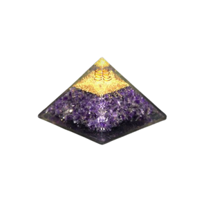 Amethyst & Clear Quartz Orgonite Pyramid with Tree of Life (231g) – Intuition, Clarity & Spiritual Protection - Heavenly Crystals Online