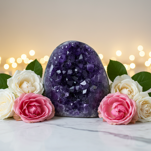 Amethyst Cluster Cut Base (573g) Calm, Intuition & Spiritual Clarity - Heavenly Crystals Online