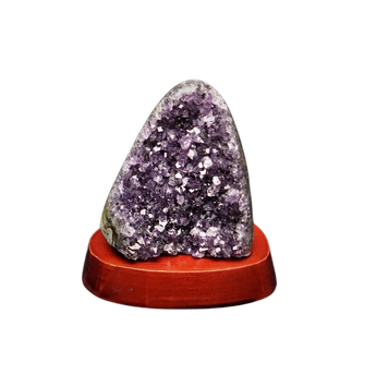 Amethyst Cluster on Wood Base (488g) Calm, Intuition & Spiritual Clarity - Heavenly Crystals Online