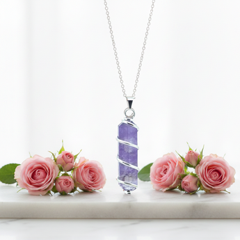 Amethyst Double Terminated Pendant Silver Wire Wrapped | Balance - Heavenly Crystals Online