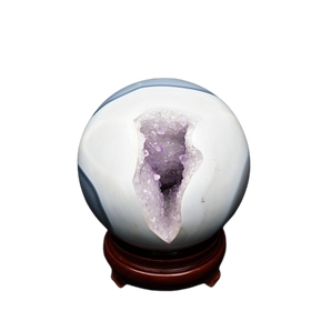 Amethyst Druzy Sphere with Wooden Stand (2.076kg) – High‑Vibration Protection & Spiritual Calm - Heavenly Crystals Online