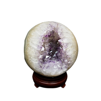 Amethyst Druzy Sphere with Wooden Stand (2.789kg) Amethyst Druzy Sphere with Wooden Stand (2.365kg) – High‑Vibration Protection & Spiritual Calm - Heavenly Crystals Online