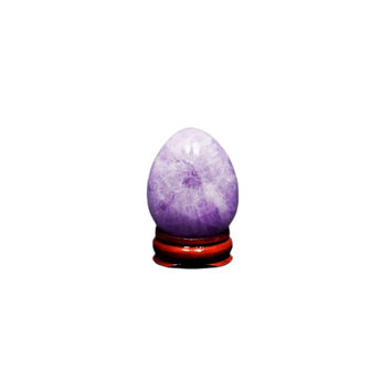 Amethyst Egg with Wooden Stand (68g) – Calm, Insight & Healing - Heavenly Crystals Online
