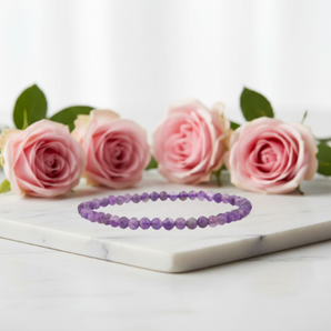 Amethyst Faceted Bracelet (3mm) - Intuition, Calm & Spiritual Awareness - Heavenly Crystals Online