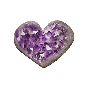 Amethyst Geode Heart 627g with Stand - Love & Emotional Healing Crystal - Heavenly Crystals Online