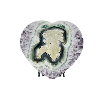 Amethyst Slice Heart with Stand (319g) Love, Calm & Spiritual Harmony - Heavenly Crystals Online