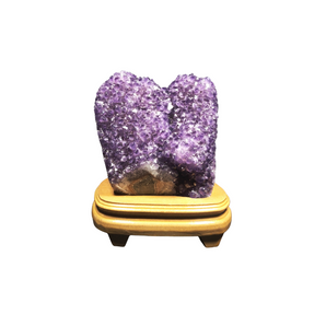 Amethyst Stalactite Flower Cluster (3.564kgs) on Wooden Stand – Intuition, Calm & Spiritual Clarity - Heavenly Crystals Online