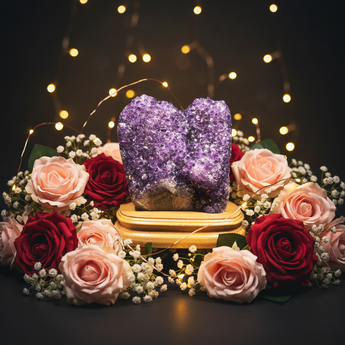 Amethyst Stalactite Flower Cluster (3.564kgs) on Wooden Stand – Intuition, Calm & Spiritual Clarity - Heavenly Crystals Online