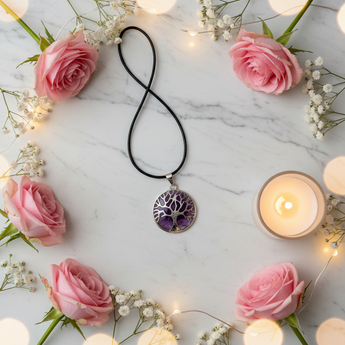 Amethyst Tree of Life Pendant on Black Cord | Healing & Intuition - Heavenly Crystals Online