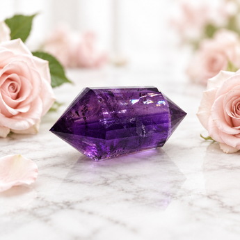 Amethyst Vogel Cut Wand 24 Sides (121g) - Meditation, Intuition & Spiritual Healing - Heavenly Crystals Online