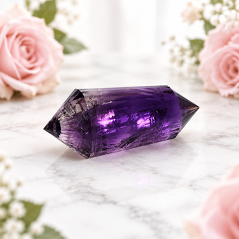 Amethyst Vogel Cut Wand 24 Sides (138g) - Meditation, Intuition & Spiritual Healing - Heavenly Crystals Online