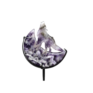 Chevron Amethyst Wolf on stand - 325 grams