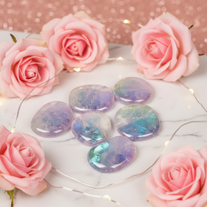 Angel Aura Amethyst Quartz Flat Worry Stone – Calm, Intuition & Higher Guidance - Heavenly Crystals Online