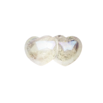 Angel Aura Quartz Double Heart (198g) – Iridescent Crystal for Love, Unity & Emotional Healing - Heavenly Crystals Online