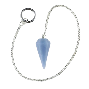 Angelite Pendulum with Velvet Pouch - Calming & Intuition Crystal Tool - Heavenly Crystals Online