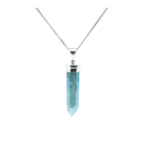 Aqua Aura Quartz Pendant in 925 Sterling Silver – Calm, Clarity & Higher Guidance - Heavenly Crystals Online