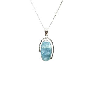Aquamarine Oval Pendant in 925 Sterling Silver – Calm, Clarity & Emotional Flow - Heavenly Crystals Online