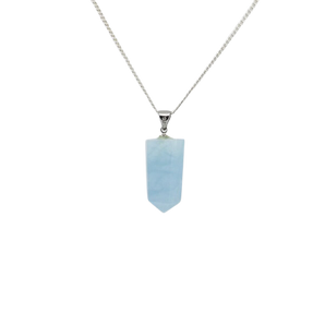 Aquamarine Point Pendant in 925 Sterling Silver – Calm, Clarity & Emotional Flow - Heavenly Crystals Online