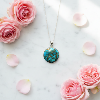 Arizona Turquoise & Pyrite Pendant | 925 Silver | Protection & Clarity - Heavenly Crystals Online