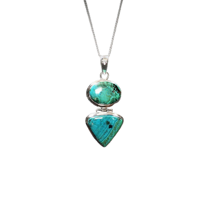 Azurite, Malachite & Chrysocolla Pendant | 925 Silver | Intuition - Heavenly Crystals Online