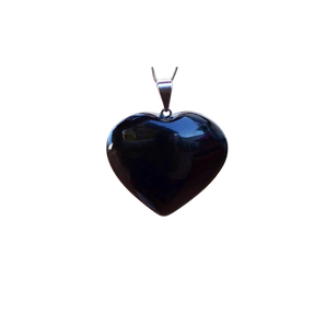 Black Obsidian Heart Pendant with Black Cord