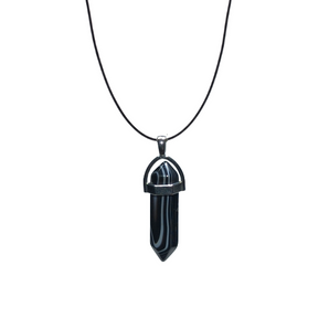 Black Banded Agate Double Terminated Pendant – Protection & Grounding - Heavenly Crystals Online