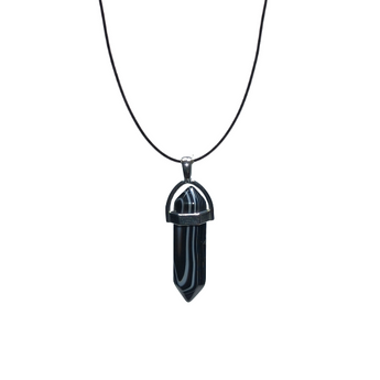 Black Banded Agate Double Terminated Pendant – Protection & Grounding - Heavenly Crystals Online