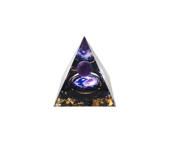 Black Obsidian & Amethyst Orgonite Pyramid (105g) – Protection, Intuition & Energy Clearing - Heavenly Crystals Online