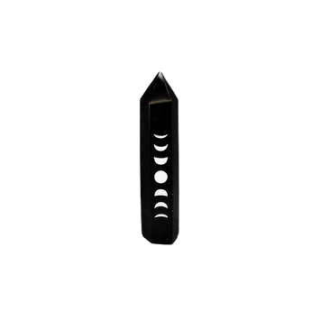Black Obsidian Moon Phase Generator Point (120g) – Protection, Grounding & Lunar Energy Alignment - Heavenly Crystals Online