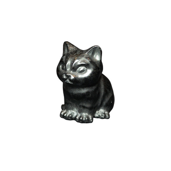 Black Obsidian Sitting Cat (160g) – Protection, Grounding & Intuitive Energy - Heavenly Crystals Online