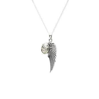Black Rutilated Quartz with Angel Wing Pendant in 925 Sterling Silver with chain - High Vibrational, Protection & Grounding - Heavenly Crystals Online