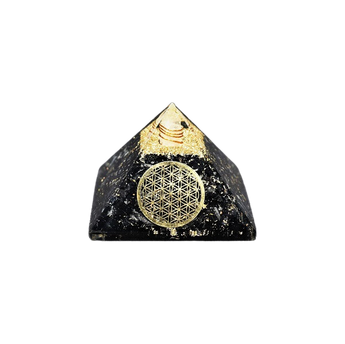 Black Tourmaline, Clear Quartz & Flower of Life Orgonite Pyramid (211g) – Protection, Grounding, Clarity & Energy Purification - Heavenly Crystals Online