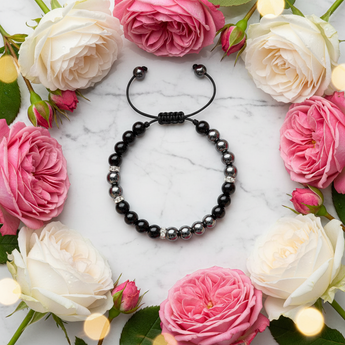 Black Tourmaline & Hematite Adjustable Wrist Bracelet (7mm) - Grounding, Protection & Energy Shielding - Heavenly Crystals Online