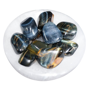 Blue and Golden-Brown Tigers Eye Tumbled Stones (Falcon) - Large