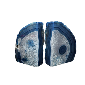 Blue Agate Bookends (1.671 kg) Natural Agate Pair - Heavenly Crystals Online