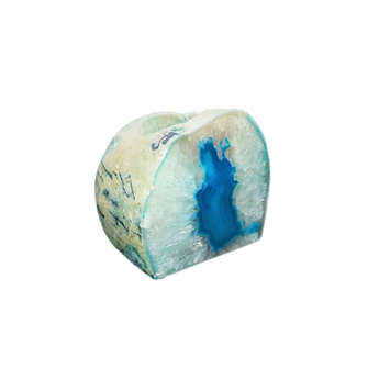 Blue Agate Candle Holder include tealight candle (1.026kg) Calm, Protection & Ambient Glow - Heavenly Crystals Online