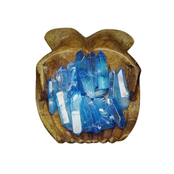 Blue Aura Quartz Points (50g) in Organza Pouch - Calm, Clarity & High‑Vibration Energy - Heavenly Crystals Online