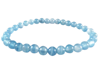 Blue Calcite Bracelet (7mm) Calm, Clarity & Emotional Soothing - Heavenly Crystals Online