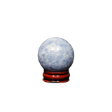 Blue Calcite Sphere with Wooden Stand (97g) – Calming, Soothing & Emotional Healing Crystal - Heavenly Crystals Online