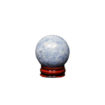 Blue Calcite Sphere with Wooden Stand (97g) – Calming, Soothing & Emotional Healing Crystal - Heavenly Crystals Online