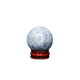 Blue Calcite Sphere with Wooden Stand (97g) – Calming, Soothing & Emotional Healing Crystal - Heavenly Crystals Online