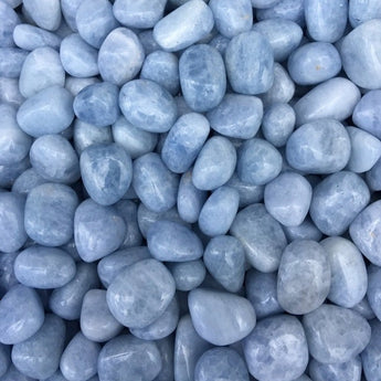 Blue Calcite Tumbled Stone – XL Calm, Clarity & Spiritual Awakening - Heavenly Crystals Online