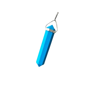 Blue Dyed Howlite Double Terminated Pendant with black cord – Calming Energy, Stress Relief & Clear Communication - Heavenly Crystals Online