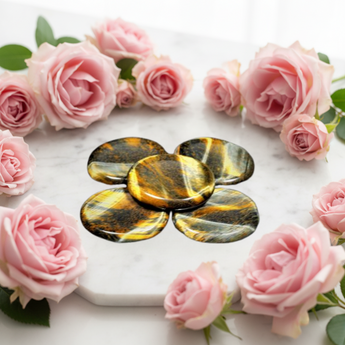Blue & Golden‑Brown Tiger’s Eye Thumb Worry Stone – Protection, Confidence & Balanced Energy - Heavenly Crystals Online