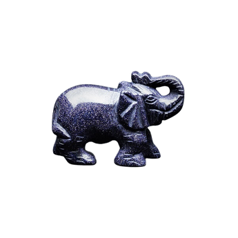 Blue Goldstone Elephant (48g) – Manmade Glass with Copper Sparkle - Heavenly Crystals Online
