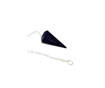 Blue Goldstone Pendulum (Manmade - glass with copper) with Velvet Pouch - Intuition & Focus - Heavenly Crystals Online