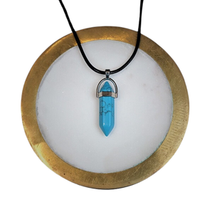 Blue Howlite Double Terminated Pendant – Stone of Calm Communication - Heavenly Crystals Online