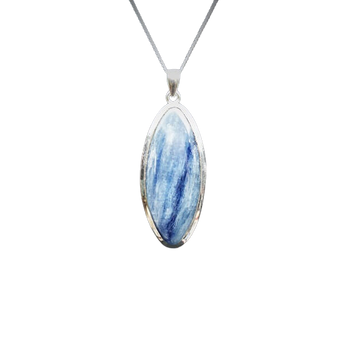 Blue Kyanite Marquise Pendant in 925 Sterling Silver with chain - Alignment, Communication & Inner Harmony - Heavenly Crystals Online